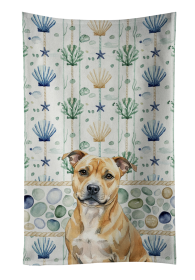 Fawn Staffordshire Bull Terrier Coastal Sea Glass Kitchen Towel