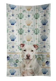 White Staffordshire Bull Terrier Coastal Sea Glass Kitchen Towel