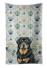 Black and Tan Tibetan Mastiff Coastal Sea Glass Kitchen Towel