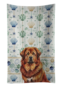 Red Gold Tibetan Mastiff Coastal Sea Glass Kitchen Towel