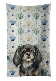Black and Tan Tibetan Spaniel Coastal Sea Glass Kitchen Towel