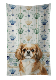 Tibetan Spaniel Coastal Sea Glass Kitchen Towel