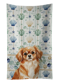 Red Tibetan Spaniel Coastal Sea Glass Kitchen Towel