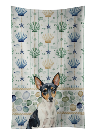 Toy Fox Terrier Coastal Sea Glass Kitchen Towel