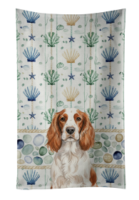 Welsh Springer Spaniel Coastal Sea Glass Kitchen Towel