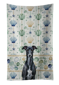 Black Whippet Coastal Sea Glass Kitchen Towel