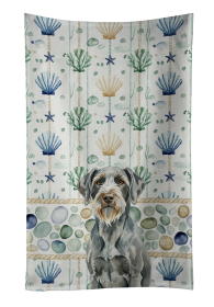 Steel Gray Wirehaired Pointing Griffon Coastal Sea Glass Kitchen Towel