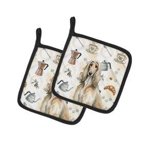 Afghan Hound Coffee Bar Pair of Pot Holders