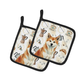 Red Akita Coffee Bar Pair of Pot Holders