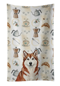Red and White Alaskan Malamute Coffee Bar Kitchen Towel
