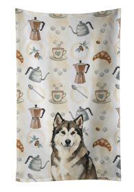 Sable and White Alaskan Malamute Coffee Bar Kitchen Towel