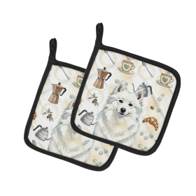 American Eskimo Coffee Bar Pair of Pot Holders