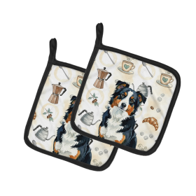 Black Tri American Shepherd Coffee Bar Pair of Pot Holders