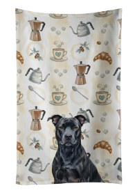 Black American Staffordshire Terrier Coffee Bar Kitchen Towel