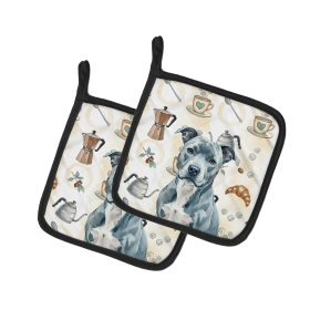 Blue American Staffordshire Terrier Coffee Bar Pair of Pot Holders