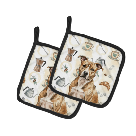 Brindle American Staffordshire Terrier Coffee Bar Pair of Pot Holders