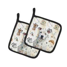 White American Staffordshire Terrier Coffee Bar Pair of Pot Holders