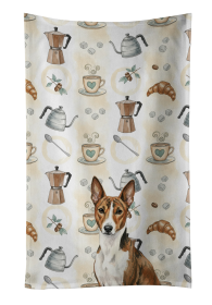 Brindle and White Basenji Coffee Bar Kitchen Towel