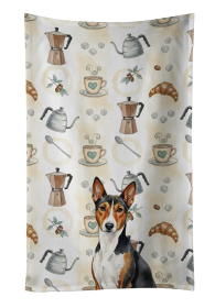 Tricolor and White Basenji Coffee Bar Kitchen Towel
