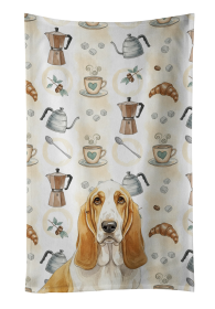 Lemon and White Basset Hound Coffee Bar Kitchen Towel