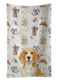 Lemon and White Beagle Coffee Bar Kitchen Towel