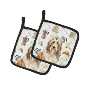 Fawn Bearded Collie Coffee Bar Pair of Pot Holders