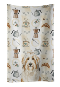 White and Tan Bearded Collie Coffee Bar Kitchen Towel