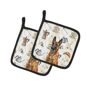 Mahogany Belgian Malinois Coffee Bar Pair of Pot Holders