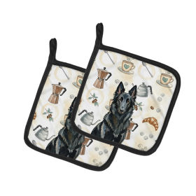 Belgian Sheepdog Groenendael Coffee Bar Pair of Pot Holders