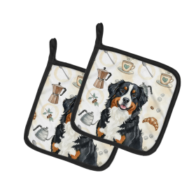 Bernese Mountain Dog Coffee Bar Pair of Pot Holders