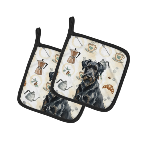 Black Russian Terrier Coffee Bar Pair of Pot Holders