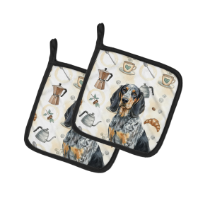 Bluetick Coonhound Coffee Bar Pair of Pot Holders