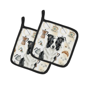 Border Collie Coffee Bar Pair of Pot Holders