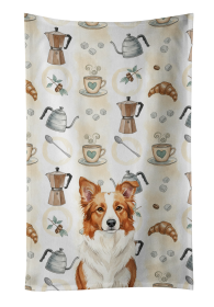 Red and White Border Collie Coffee Bar Kitchen Towel