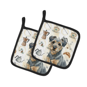 Blue and Tan Border Terrier Coffee Bar Pair of Pot Holders