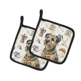 Grizzle and Tan Border Terrier Coffee Bar Pair of Pot Holders