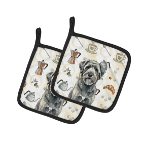 Gray Bouvier des Flandres Coffee Bar Pair of Pot Holders