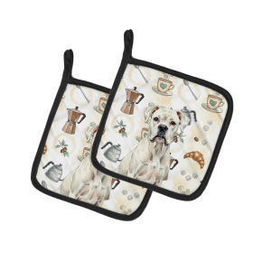 White Boxer Coffee Bar Pair of Pot Holders