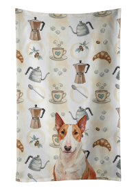 Red and White Bull Terrier Coffee Bar Kitchen Towel