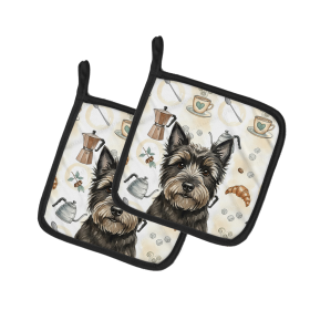 Black Cairn Terrier Coffee Bar Pair of Pot Holders