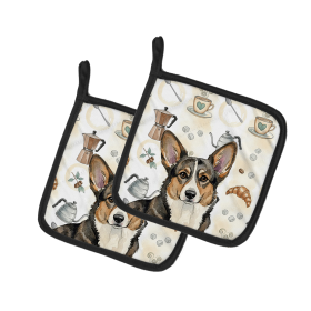Brindle Cardigan Welsh Corgi Coffee Bar Pair of Pot Holders