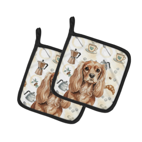 Ruby Cavalier Spaniel Coffee Bar Pair of Pot Holders