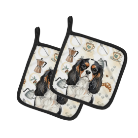 Tricolor Cavalier Spaniel Coffee Bar Pair of Pot Holders
