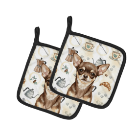 Chocolate Chihuahua Coffee Bar Pair of Pot Holders