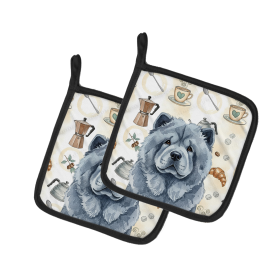 Blue Chow Chow Coffee Bar Pair of Pot Holders