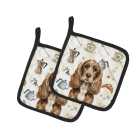 Chocolate Cocker Spaniel Coffee Bar Pair of Pot Holders