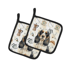 Parti Cocker Spaniel Coffee Bar Pair of Pot Holders