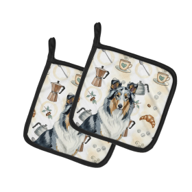 Blue Merle Collie Coffee Bar Pair of Pot Holders