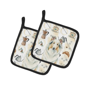 White Collie Coffee Bar Pair of Pot Holders