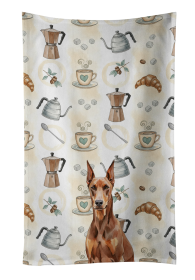 Red Doberman Pinscher Coffee Bar Kitchen Towel